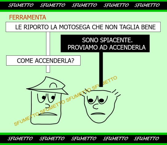 vignetta della motosegna comprata dal carabiniere